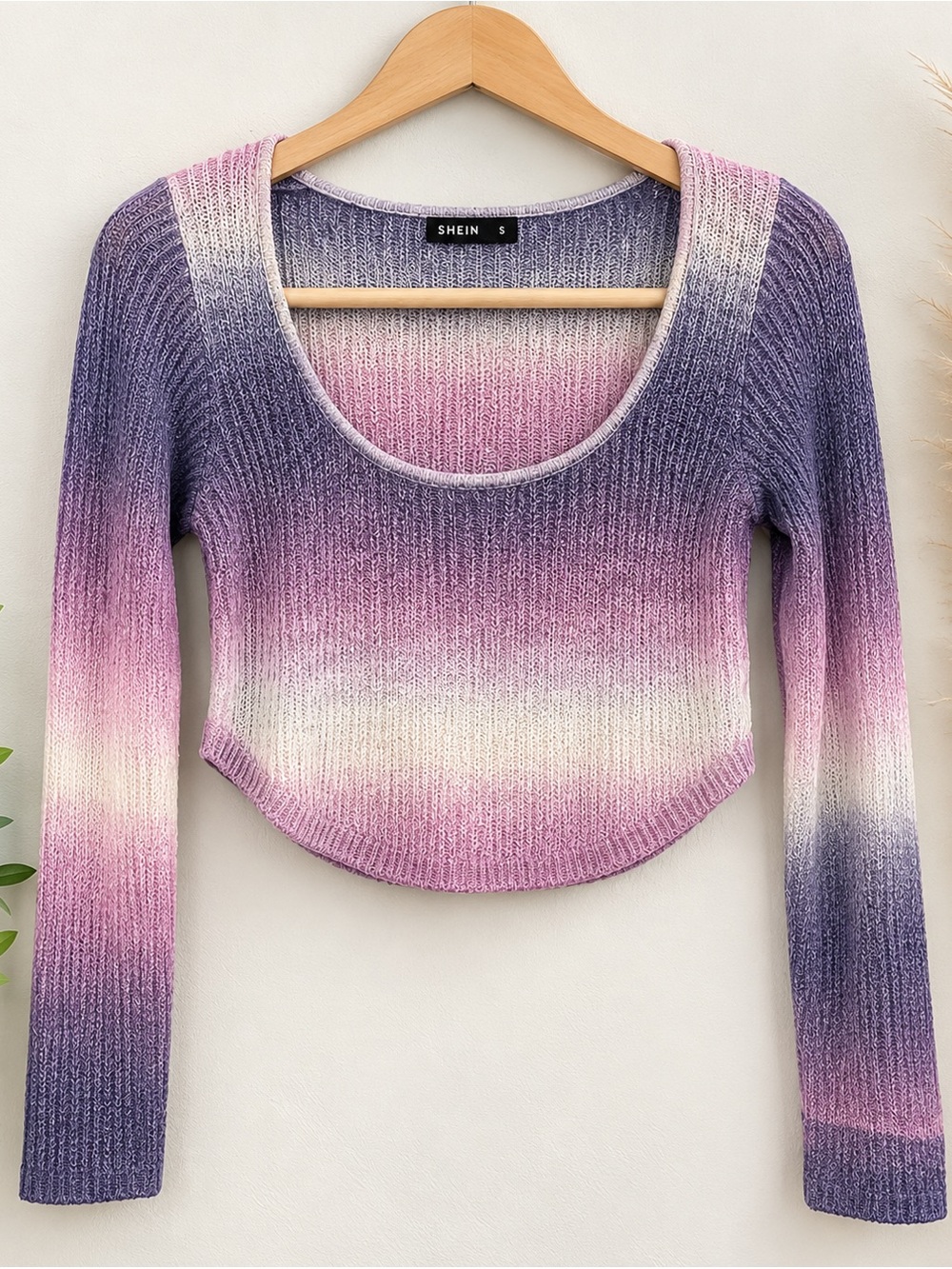 SHEIN Purple Gradient Knit Sweater 4